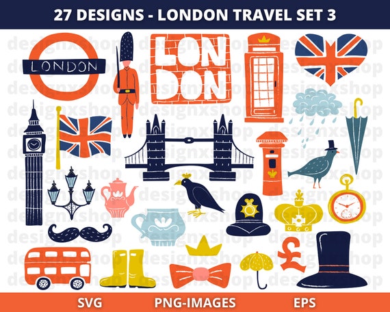 London clipart, England clipart, British clipart, Hand Draw London clipart, Travel clipart, Britain, Instant download SVG and PNG