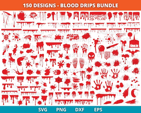 Blood Drips SVG PNG Mega Bundle, Dripping Blood SVG, Blood svg, Halloween svg Bundle, Bloody Hand svg, Blood splatter svg