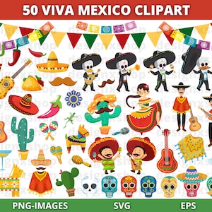 Fiesta clipart, Viva Mexico clipart, Mexicaanse clipart, Cinco de Mayo clipart, Mexico clipart, Mariachi clipart, Instant Download SVG en PNG