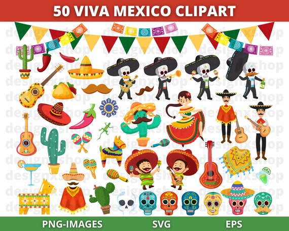Fiesta clipart, Viva Mexico Clipart, Mexican Clipart, Cinco de Mayo Clipart, Mexico Clipart, Mariachi Clipart, Instant Download SVG and PNG