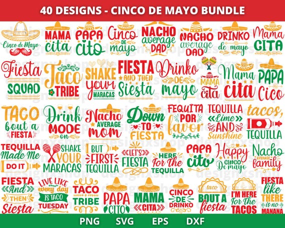 Cinco de Mayo SVG Bundle, Fiesta Svg, Mexican Svg, Taco Svg, Tequila Svg, Mexico Svg, Nachos Svg, Cinco de Mayo PNG, Cinco de Mayo Quotes
