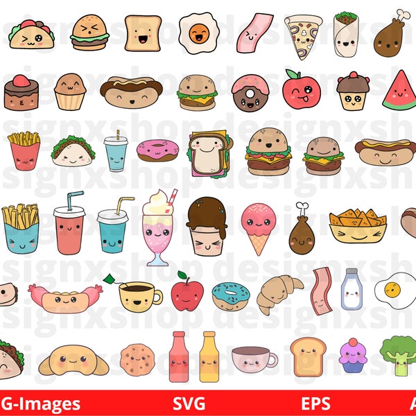 Kawaii Food Clipart - Etsy