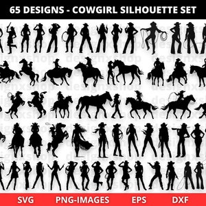 Pacote Cowgirl SVG, Cowgirl svg, Cowboy clipart, Cowgirl clipart, Silhueta Cowgirl, Western Svg, Country svg, Cavalo svg, PNG SVG Eps Dxf