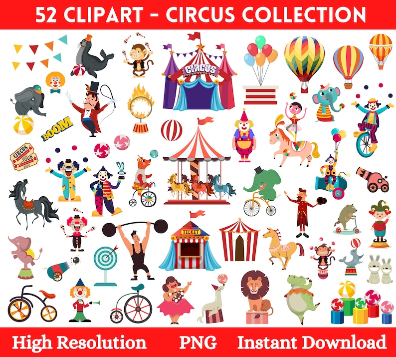 Circus SVG Mega Bundle 190+ Designs | Carnival Clipart Bundle | Circus ...