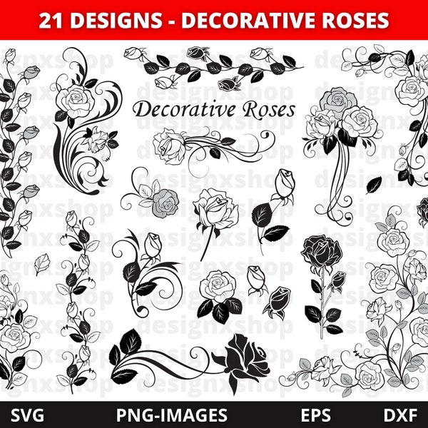 ROSE SVG Bundle, ROSES Svg Bundle, Rose Clipart Bundle, Rose Svg cut files for Cricut, Flowers Svg, Floral svg, Instant Download