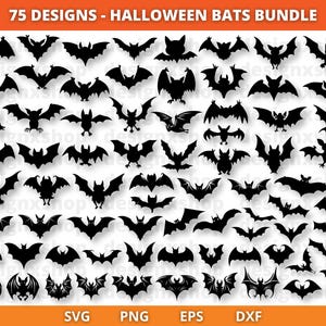 Pakiet Bat SVG, Halloween Bat SVG, Halloween SVG, Nocny Bat SVG, Sylwetka Bata, Pliki SVG dla Cricut, Pakiet Bats SVG, Clipart Bats