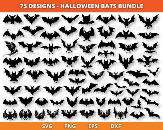 Bat SVG Bundle, Halloween Bat SVG, Halloween Svg, Night Bat SVG, Bat Silhouette, Svg Files for Cricut, Bats Bundle Svg, Bats Clipart