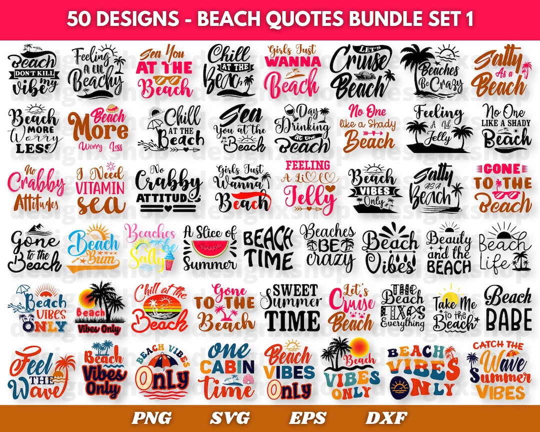 Summer Bundle SVG, Beach Svg, Summertime Svg, Funny Beach Quotes Svg ...