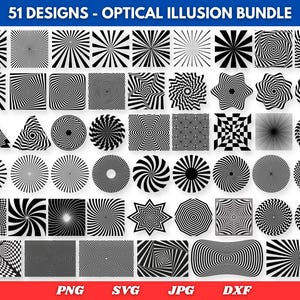 Optische Täuschung SVG Bundle: Hypnose Swirl, Geometric Clipart (Digitaler Download, 100+ Dateien)