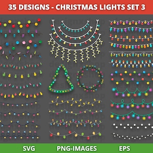 Christmas Lights SVG, Christmas Lights Clipart, Merry Christmas svg, Christmas svg, Lights svg, Holiday Lights, String Christmas Lights, PNG