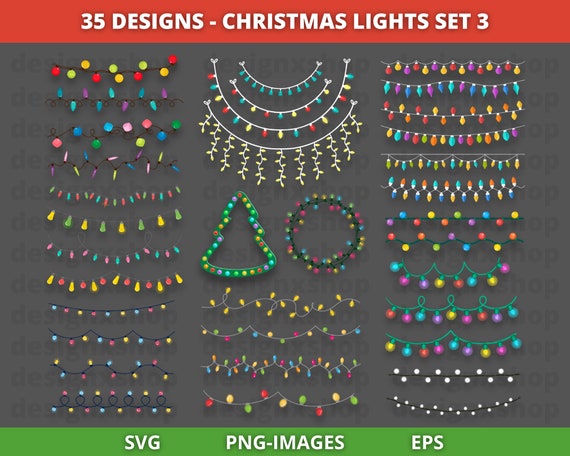Christmas Lights SVG, Christmas Lights Clipart, Merry Christmas svg, Christmas svg, Lights svg, Holiday Lights, String Christmas Lights, PNG