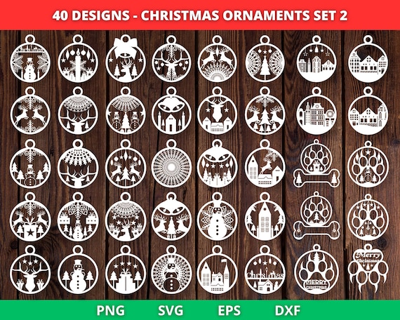 Christmas Balls Ornaments SVG bundle, Christmas ornaments, Ornaments Decor Baubles Tree Decoration Gifts Laser cut files Winter Ornament Svg
