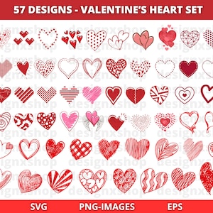 Doodle Valentine Heart Clipart, Hand Drawn Valentine Heart PNG, Heart Clip Art, Valentine SVG, Heart Svg, Heart Svg bundle