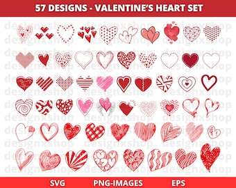 Doodle Valentine Heart Clipart, Hand Drawn Valentine Heart PNG, Heart Clip Art, Valentine SVG, Commercial Use, Instant Download