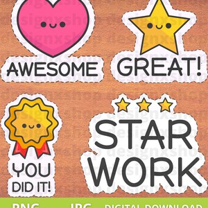 Great Job Motivational Stickers, Reward Stickers Clipart, Good Job ...