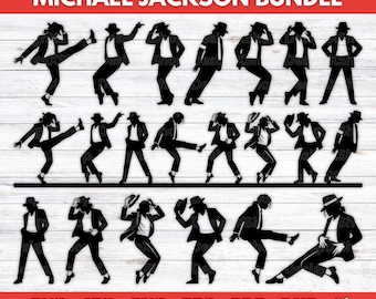 Michael Jackson SVG PNG Bundle, Pop Singer Clipart, MJ Dance Pose Silhouette, Music Legend Laser Cricut Cut File - Instant Digital Download