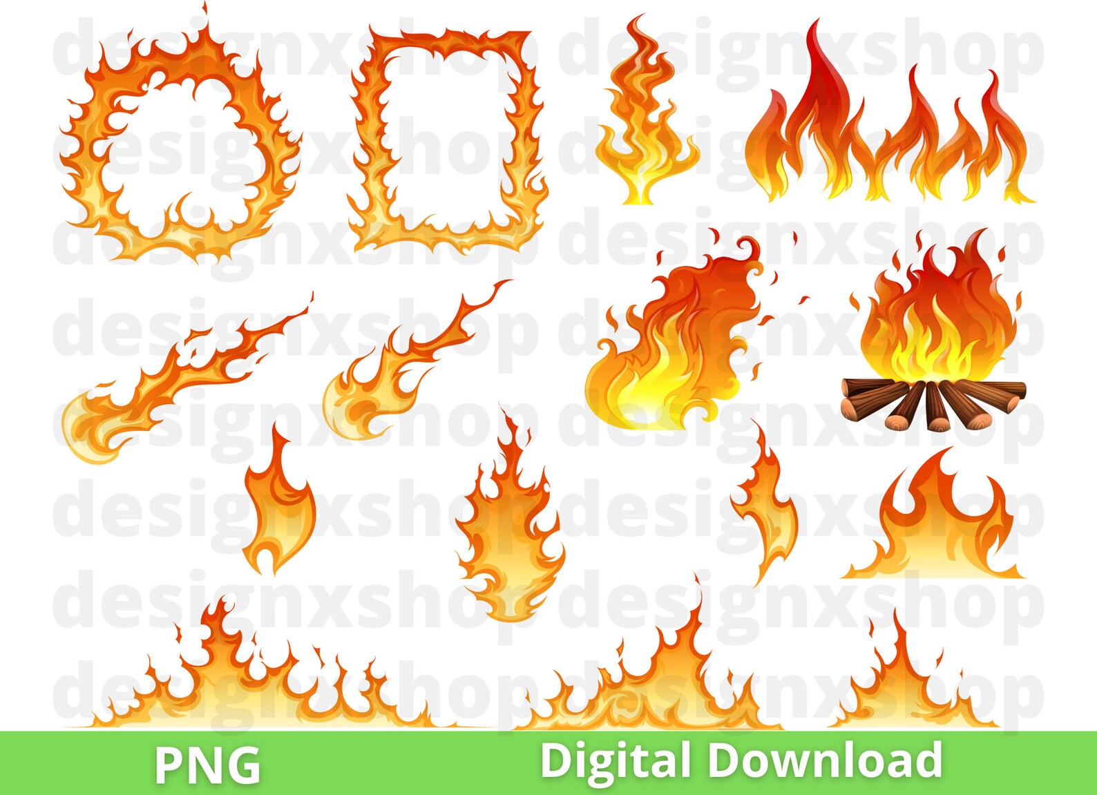 Paquete SVG de fuego, imágenes prediseñadas de fuego, llamas de fuego ...