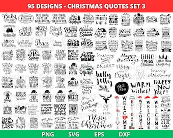 Paquete de SVG navideños, paquete de SVG con frases navideñas, SVG de letreros navideños, adornos navideños, SVG de invierno, SVG de vacaciones, SVG navideño divertido