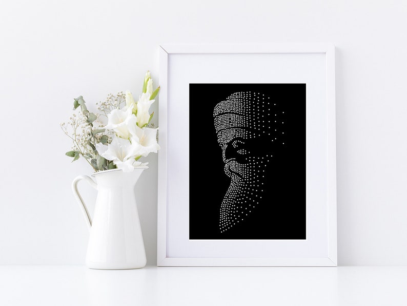 Guru Nanak Dev Ji Art Print, Dotted Art Print, Sikhism, Ik Omkar, Religion, Sikh Art, Guru Nanak Art Digital Download SVG, JPG and PDF Files image 3