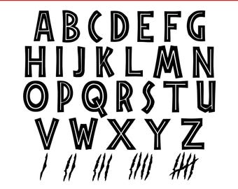 Jurassic Alphabet SVG Bundle, Dinosaur Font SVG, A-Z Monogram Letters, Jurassic Style Alphabet, Cricut Cut Files, Png Dxf Eps for Shirts