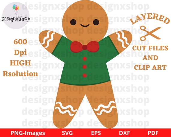 Christmas Gingerbread SVG, Gingerbread man svg, Gingerbread cut files and clip art, Winter, Holiday, Instant Download File GB-1