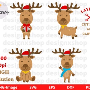 Christmas Reindeer Clipart, Reindeer svg, Christmas svg, Reindeer svg cut files, Cute Reindeer Graphics, Reindeer PNG, Instant Download File