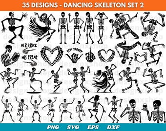 Skeleton Svg Bundle, Dancing Skeleton Svg, Skeleton Clipart, Skeleton Cut Files For Cricut, Halloween Svg