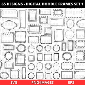 Digitale Rahmen Clipart, Doodle Rahmen Clipart, Handgezeichnete Rahmen, Border Clipart, Digitale Doodle Rahmen für gute Noten, kommerzielle Nutzung
