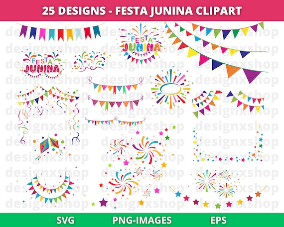 Festa Junina Clipart, Graphic elements, Cinco de mayo, decoration, Fiesta, Brazil Clip Art, June Festival, for personal & commercial use.