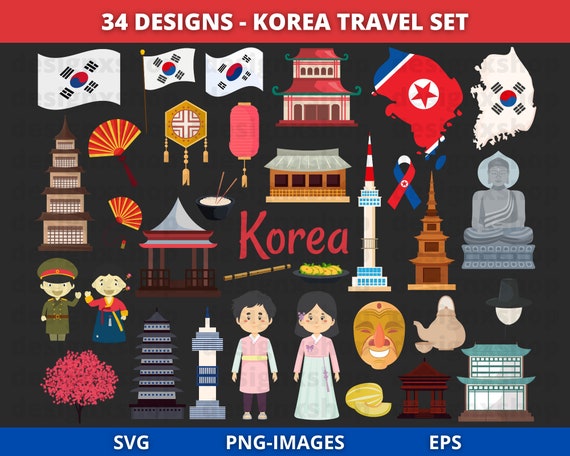 Korea clipart | Korean clipart | Culture Clipart | Country Clipart | Travel clipart | East Asia clipart | Digital Download PNG and JPG Files