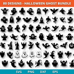 Ghost SVG Bundle, Ghost PNG Bundle, Ghost Clipart, Ghost SVG Cut Files for Cricut, Ghost Silhouette, Halloween Ghost Svg Png Files