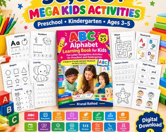 50,000+ Kids Activity Bundle | Preschool Worksheets & Learning Printables | Alphabet, Tracing, Coloring More