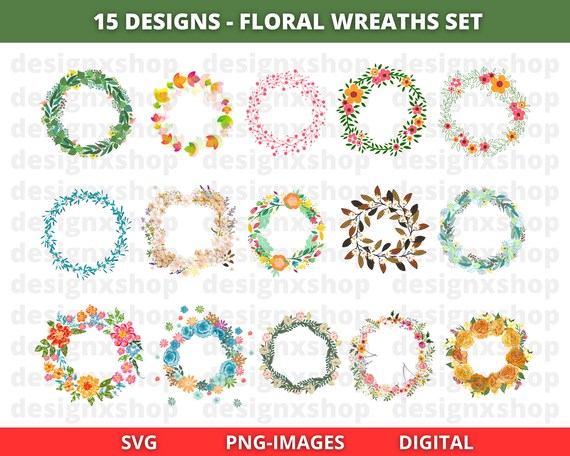 Floral Wreath SVG | PNG | Watercolor Floral Wreath | Flourish wreath | Floral ornament | Wedding Wreath | Floral Circle | Floral Edge