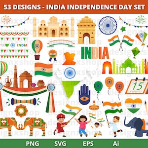 Clipart fête de l'indépendance de l'Inde, Inde des cliparts, jour de l'indépendance, drapeau de l'Inde, clipart Culture Inde, voyage clipart, clipart indien