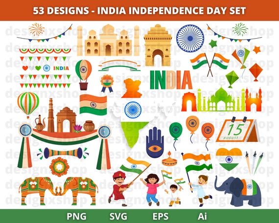 India Independence Day clipart, India Clipart, Independence Day, India Flag, India Culture Clipart, Travel clipart, Indian Clipart