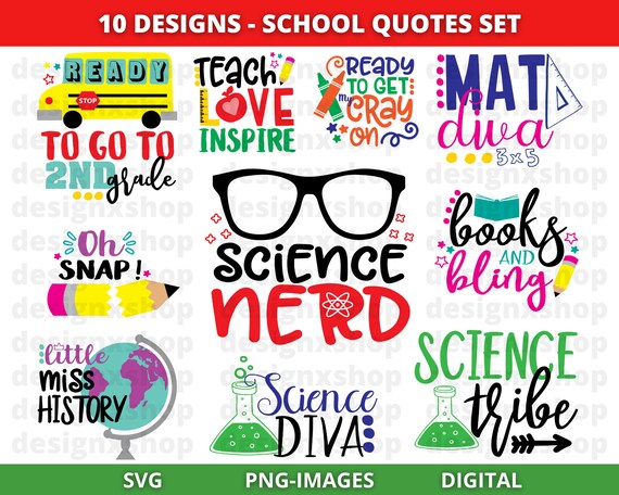Back to School Svg, Teacher Svg, School Svg, Teacher Quote Svg, Quotes clipart, School clipart, School Quotes bundle, Download SVG and PNG