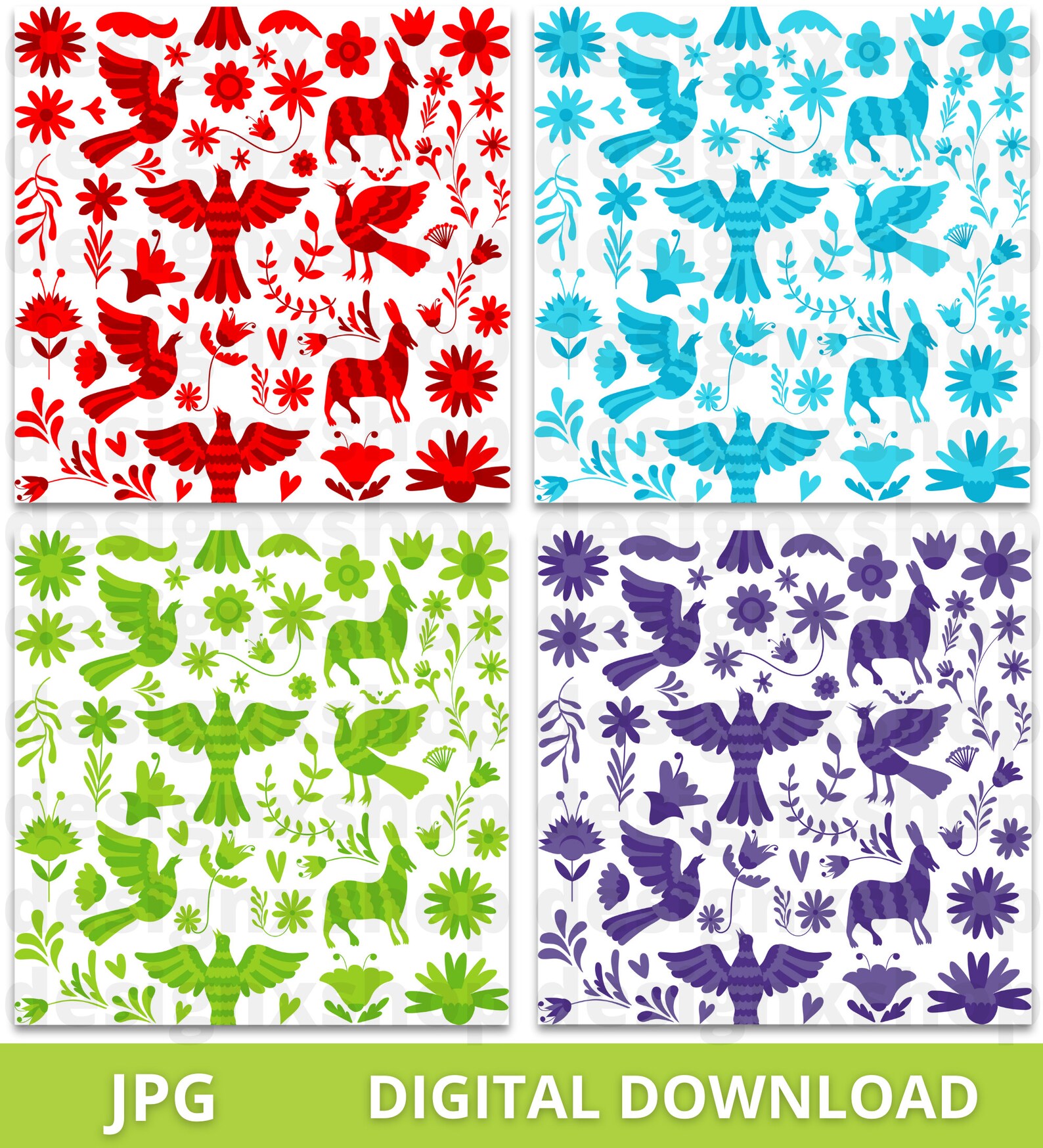 OTOMI Papers, Mexican Otomi Digital Paper, Fiesta Paper| Otomi Pattern ...