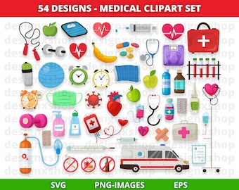 Medical Clipart, Health clipart, Healthcare, Hospital clipart, Medical Mask, Band Aid, Medicine, Doctor clipart, Download SVG and PNG