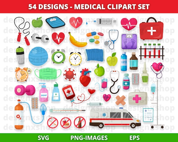Medical Clipart, Health clipart, Healthcare, Hospital clipart, Medical Mask, Band Aid, Medicine, Doctor clipart, Download SVG and PNG