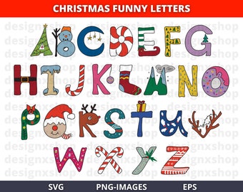 Christmas Alphabet Clipart: Holiday SVG Letters (Digital Download)