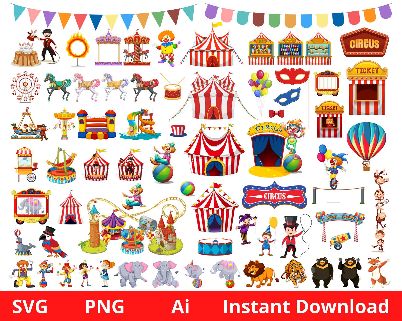 Circus Clipart Circus Printable Circus PNG and SVG - Etsy