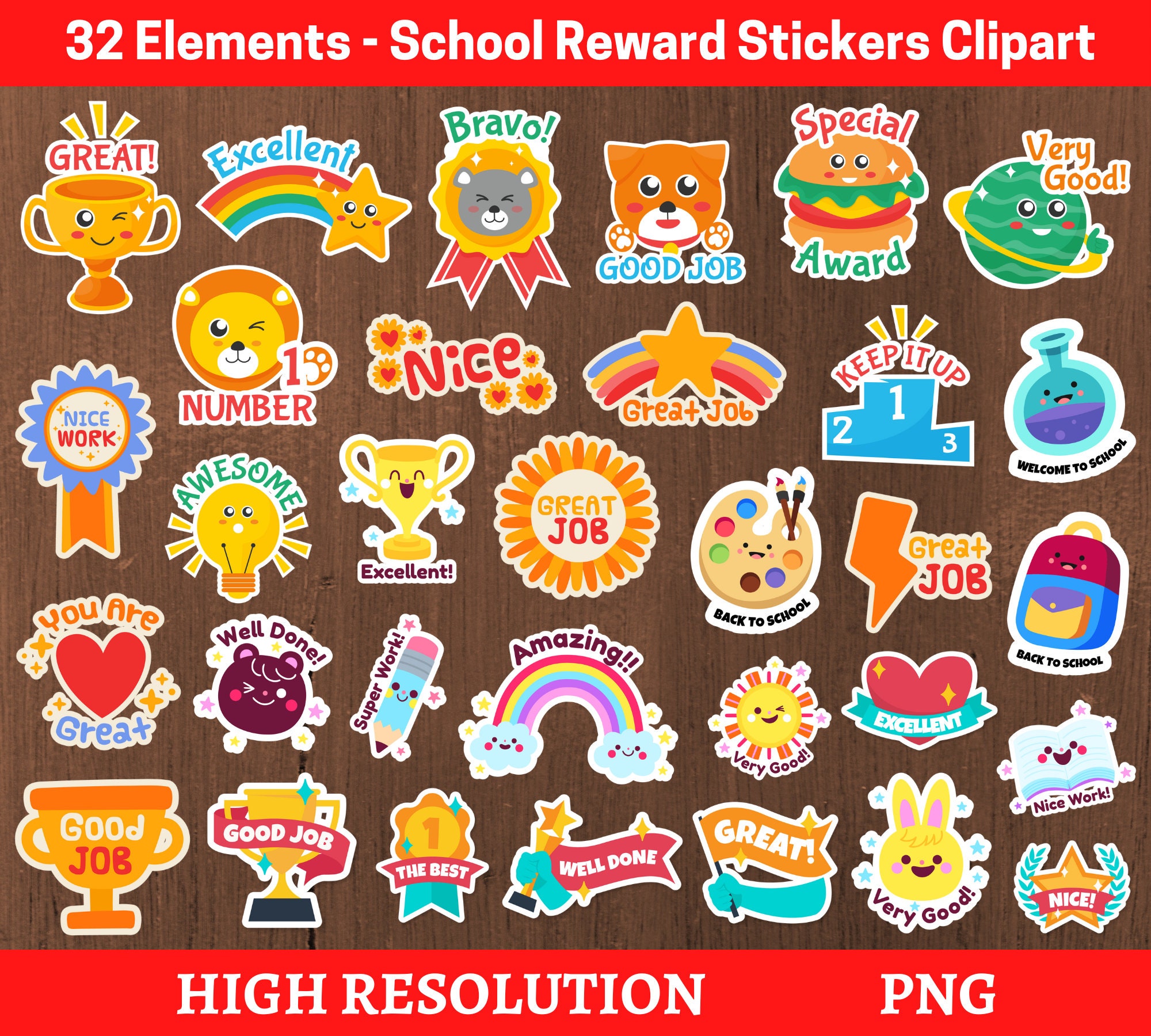 Reward Stickers Clipart Classroom/school Motivational Reward Stickers Good  Job Reward Stickers Back to School Stickers SVG and PNG (Instant Download)  