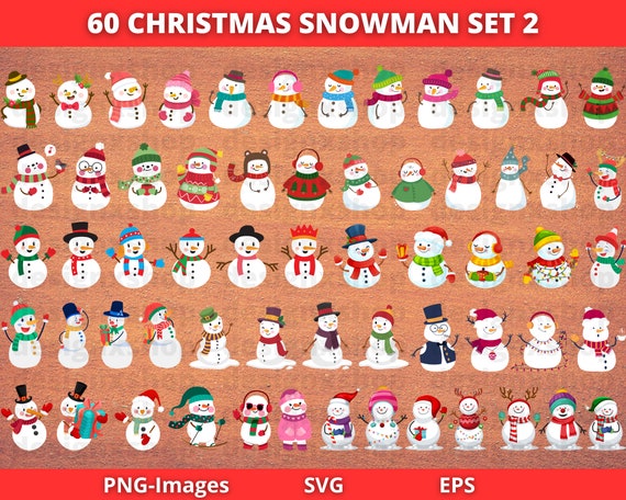 Snowman SVG Bundle, Snowman svg, Snow svg, Winter svg, Snowman clipart, Christmas svg, Holiday svg, Cute Snowman Clipart, SVG & PNG download