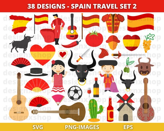 Viva España clipart, Spain clipart, Spanish clipart, Travel clipart, Europe clipart, Espanola, Welcome to Spain, Download SVG and PNG
