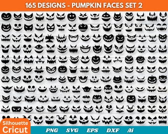 Pumpkin Face SVG Bundle, Jack O Lantern Faces, Pumpkin Face Clipart, Pumpkin Face SVG Cut Files for Cricut, Halloween Pumpkin Face Svg Set 2