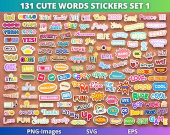 Word sticker bundle, Text sticker, Typography sticker, Stickers bundle, Planner Stickers, Good notes Stickers, Positive Words and Quotes Set