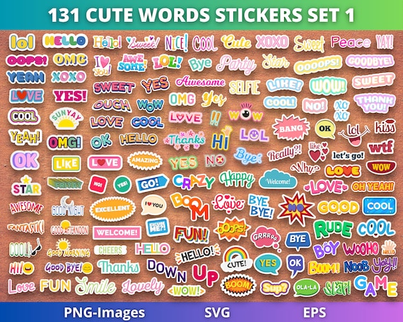 Word sticker bundle, Text sticker, Typography sticker, Stickers bundle, Planner Stickers, Good notes Stickers, Positive Words and Quotes Set