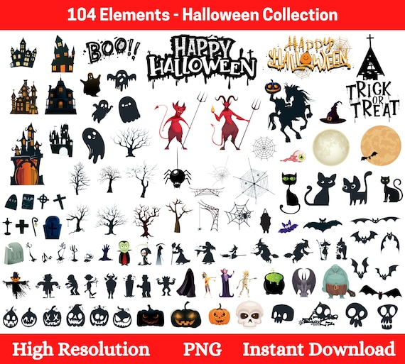 Halloween Svg Bundle, Pumpkin Svg, Ghost Svg, Characters, Spider web svg, Witch svg, Halloween clipart, Instant Download PNG and SVG