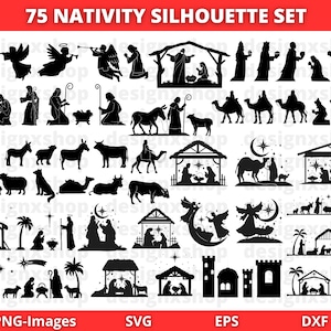 Crèche de Noël SVG | Crèche de Noël | Lot de crèches SVG | Nativité Svg | Noël SVG | Silhouette de la Nativité | Téléchargement instantané