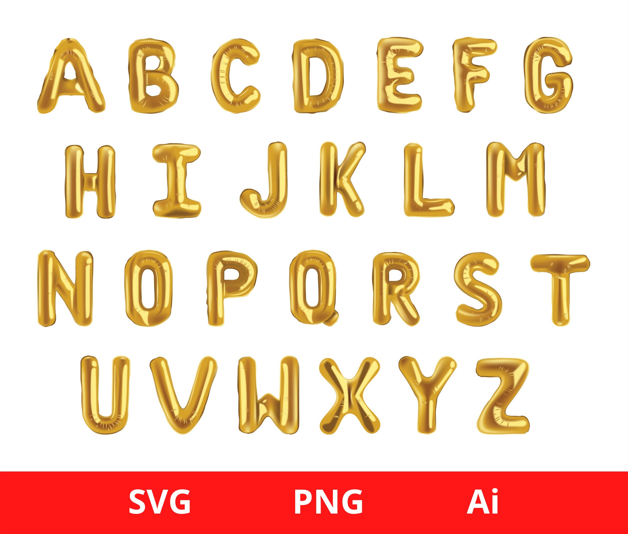 Golden Balloon Alphabet Clipart Gold Foil Balloons Letters